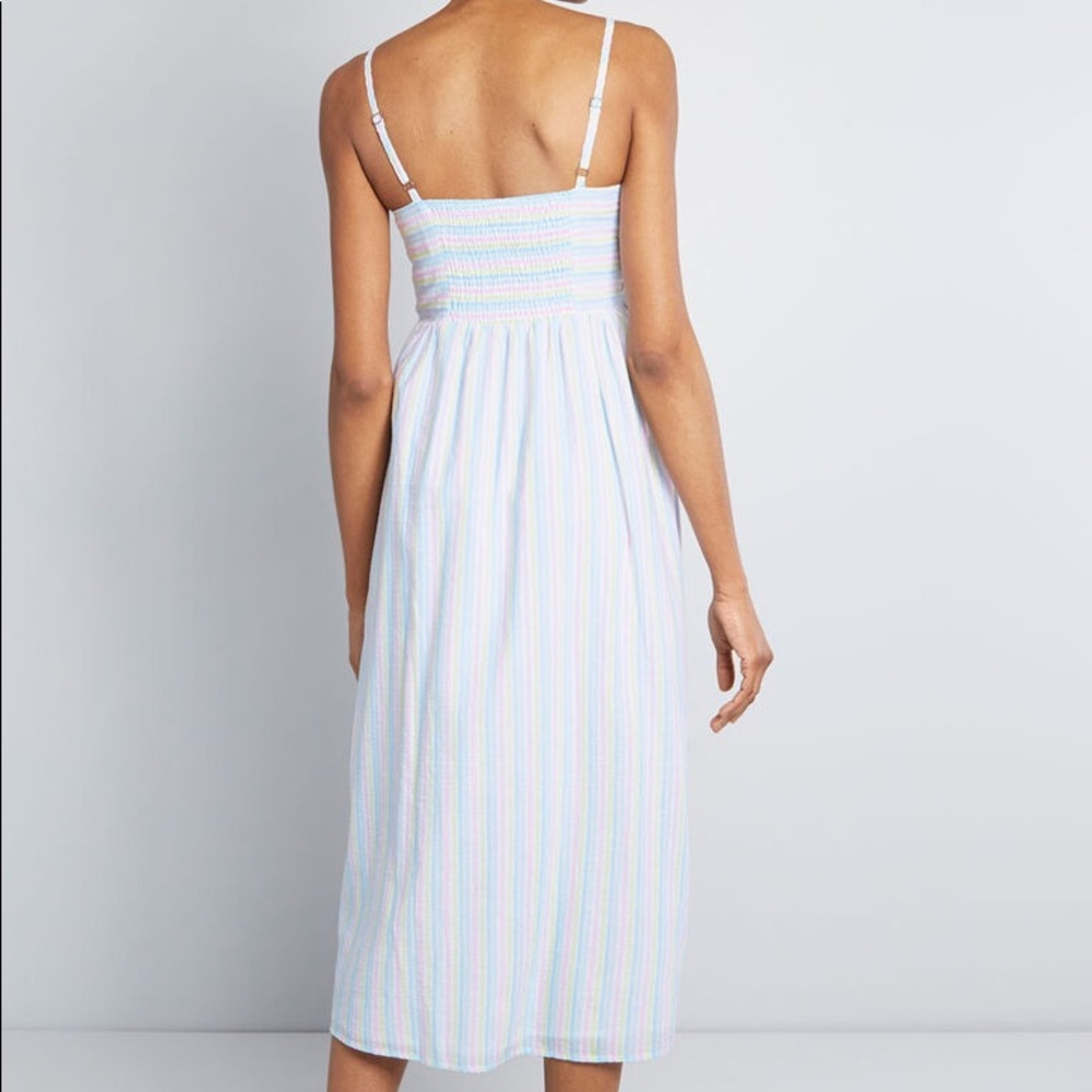 Quite Clearly Charismatic Pastel Rainbow stripe Midi spaghetti strap coastal M - Picture 3 of 3